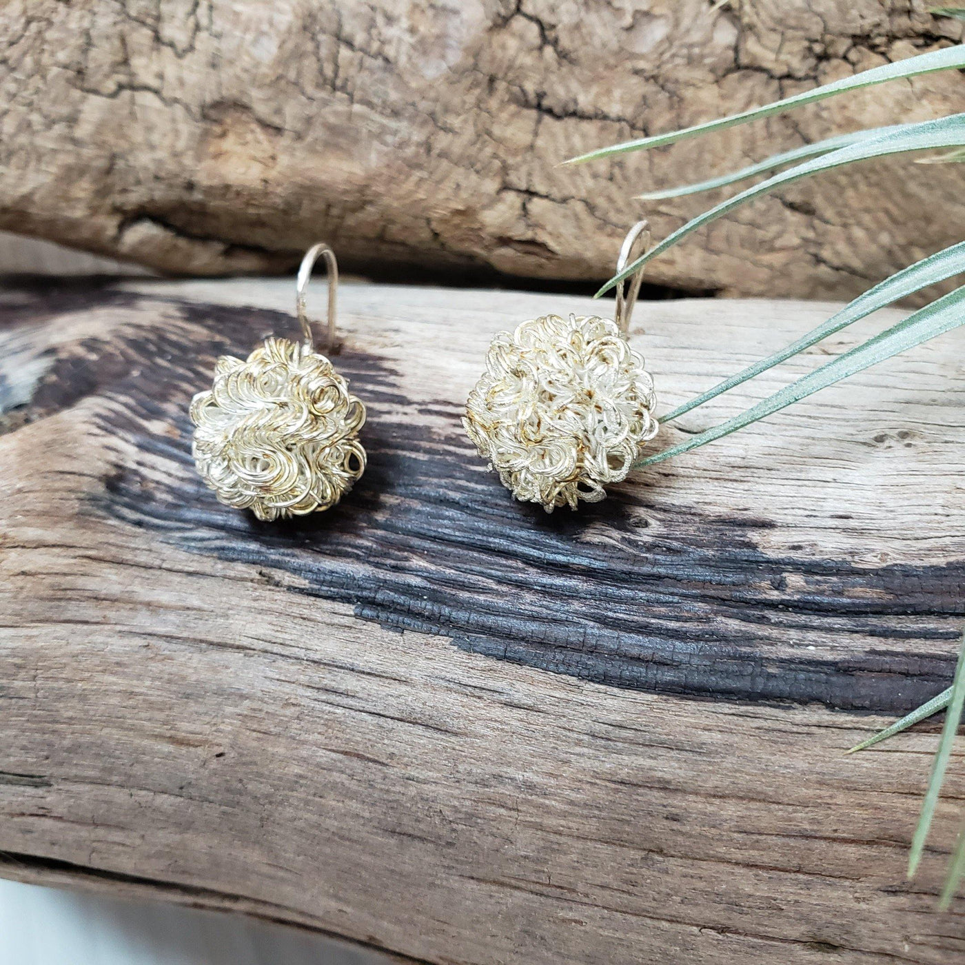 Squiggle silver ball earrings - LB Designs