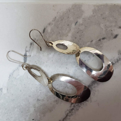 Sterling silver oblong dangle earrings - LB Designs
