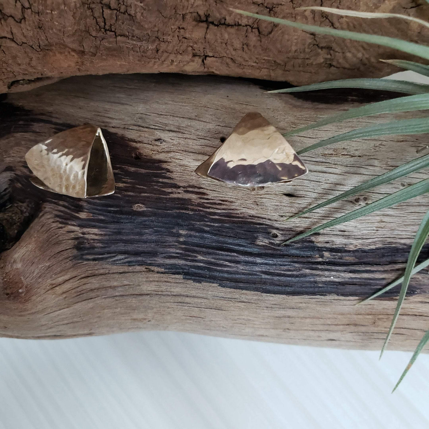 Hammered triangle  silver stylish earrings - LB Designs