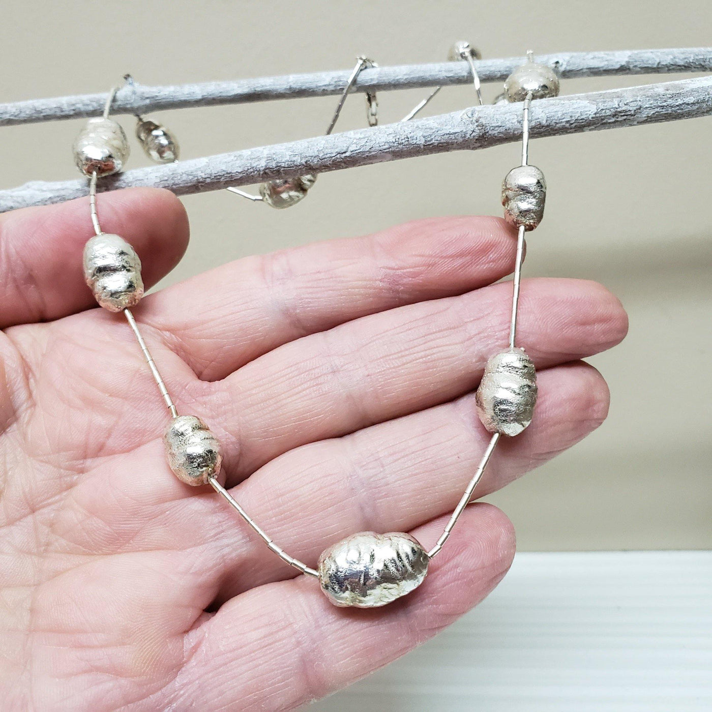 Unique silver nugget necklace - LB Designs