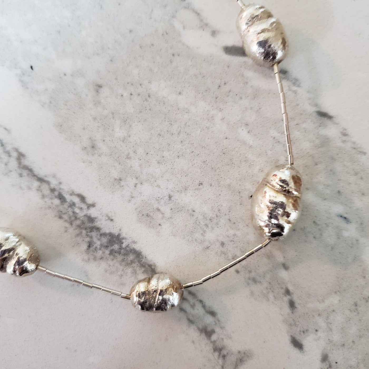 Unique silver nugget necklace - LB Designs