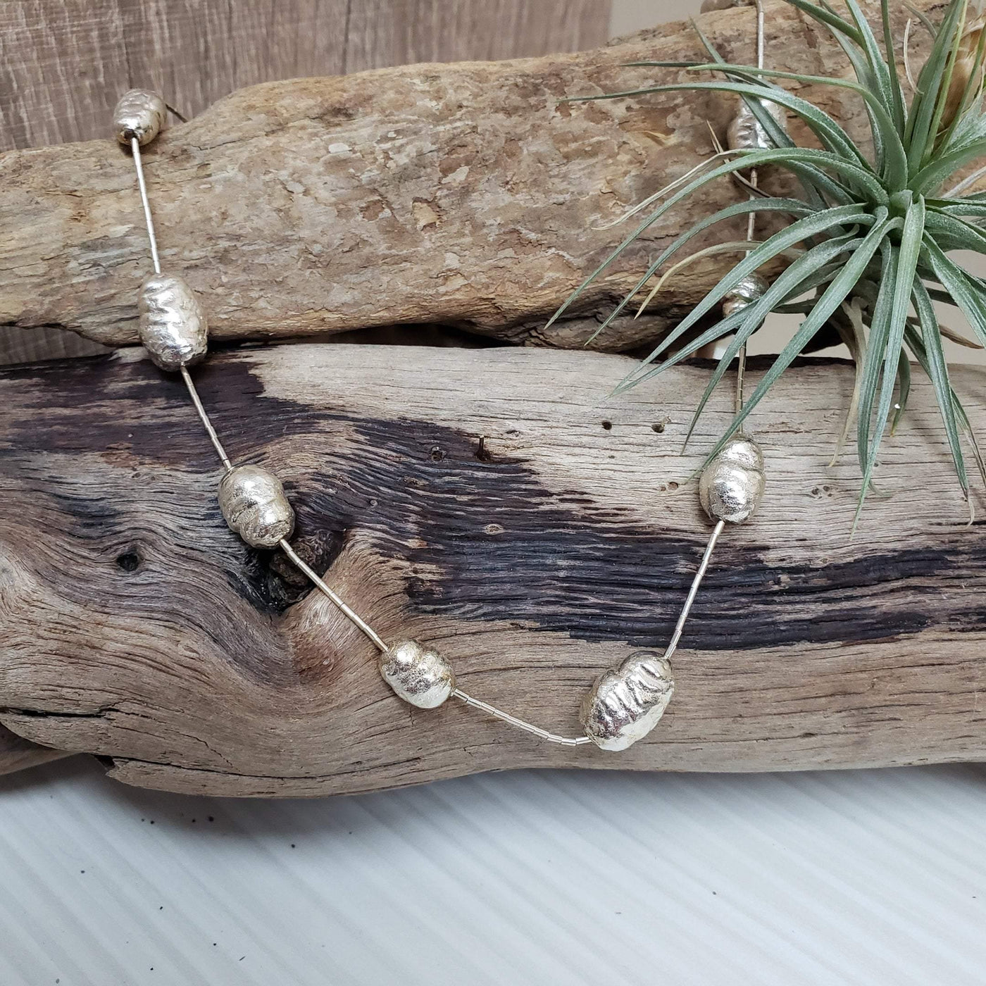 Unique silver nugget necklace - LB Designs