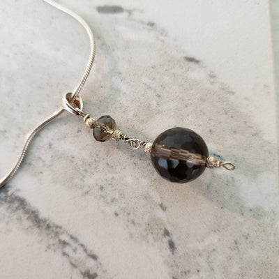 Smokey quartz ball necklace - LB Designs
