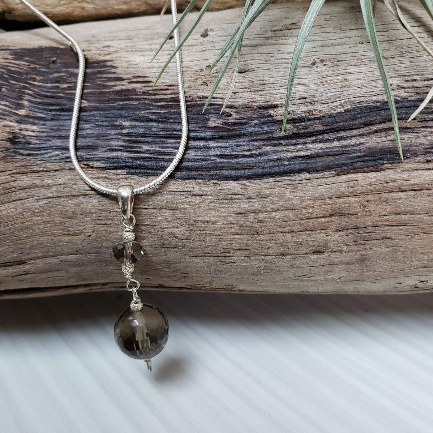 Smokey quartz ball necklace - LB Designs