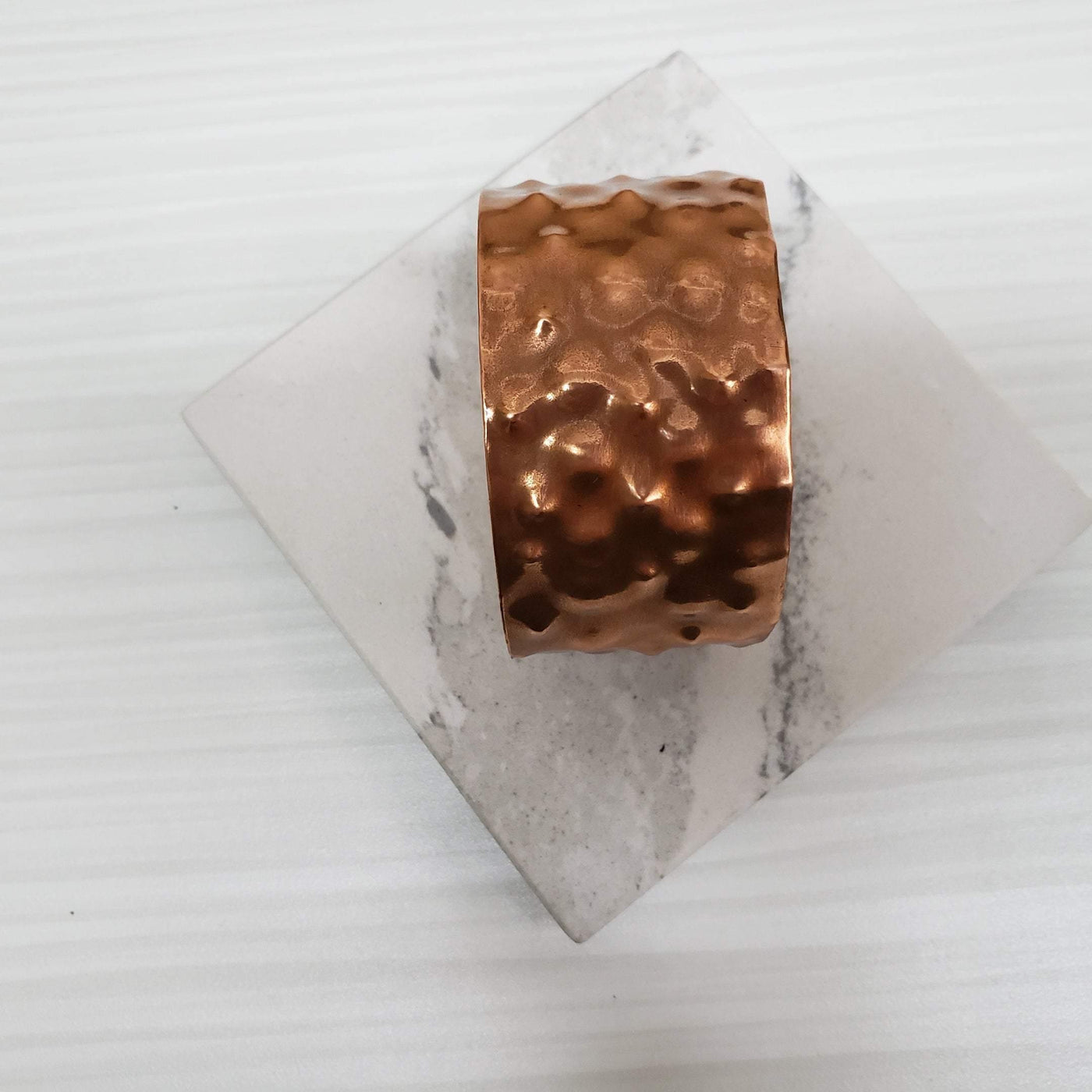 Wide Recycled copper textured cuff bracelet - LB Designs