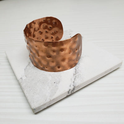 Wide Recycled copper textured cuff bracelet - LB Designs