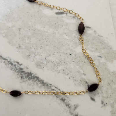 Gold-filled marquise cut garnet necklace - LB Designs