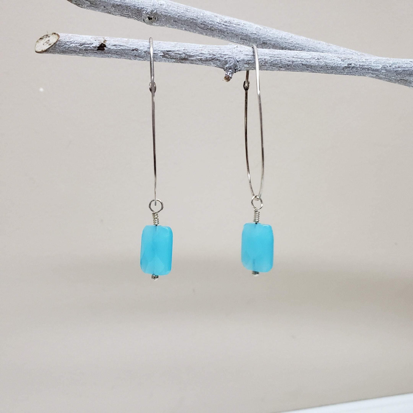 Chalcedony sterling silver drop earrings - LB Designs