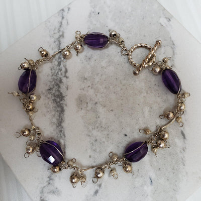 Amethyst and silver bead bracelet - LB Designs