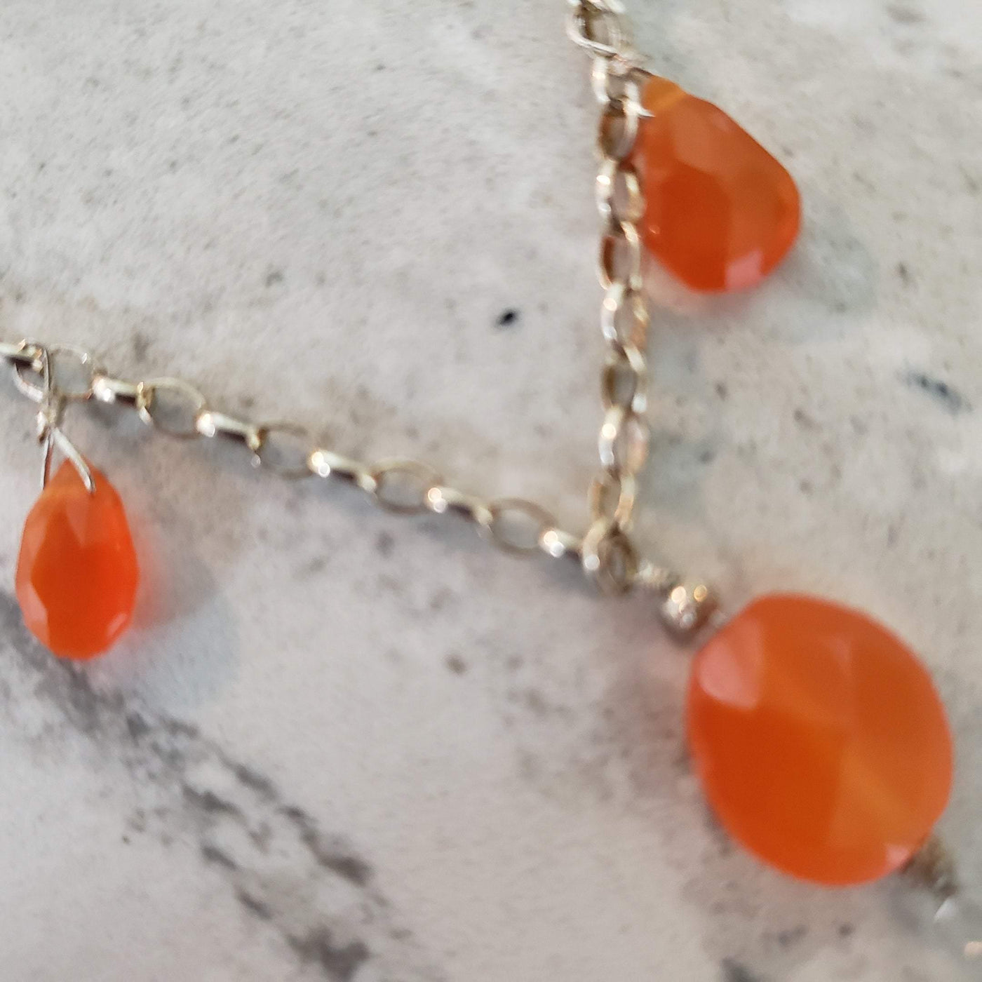 Carnelian Drop Silver Necklace - LB Designs