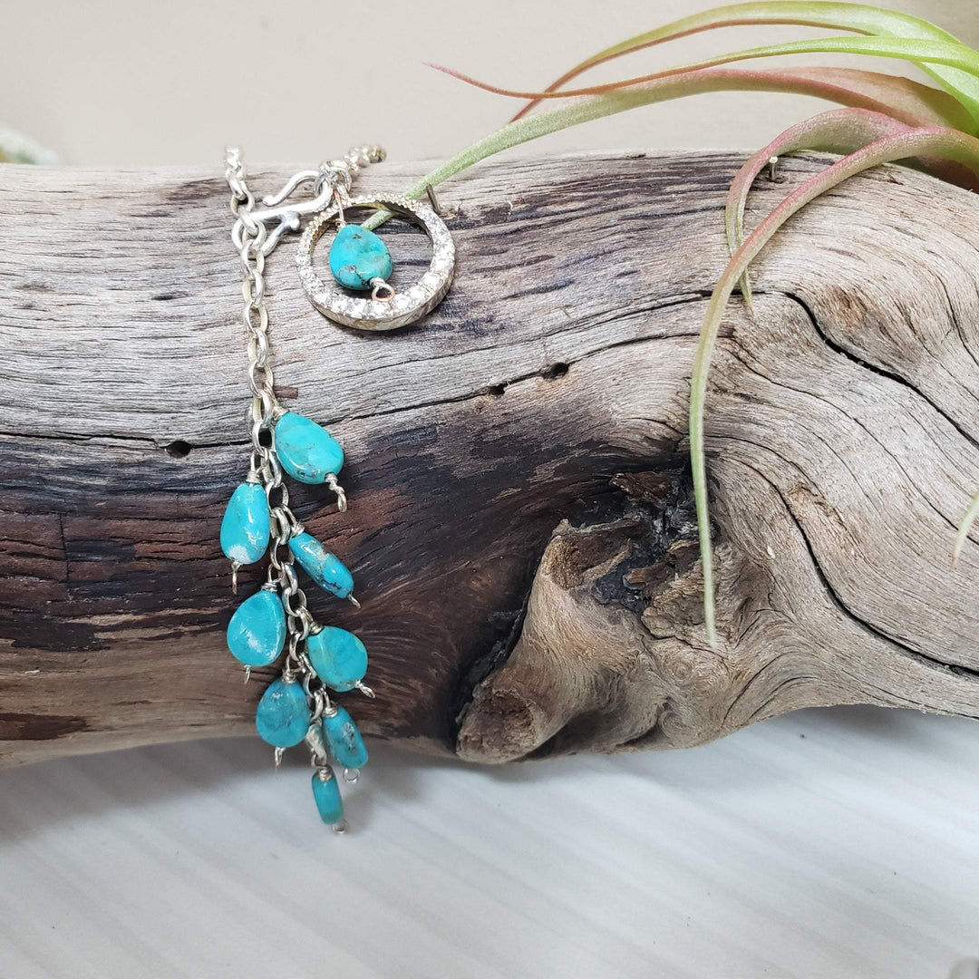 Turquoise  and sterling silver Lariat Necklace - LB Designs
