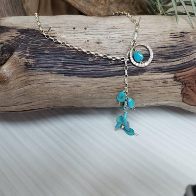 Turquoise  and sterling silver Lariat Necklace - LB Designs