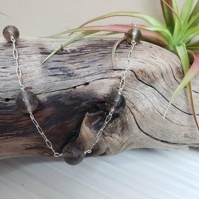 Smokey topaz and silver necklace - LB Designs