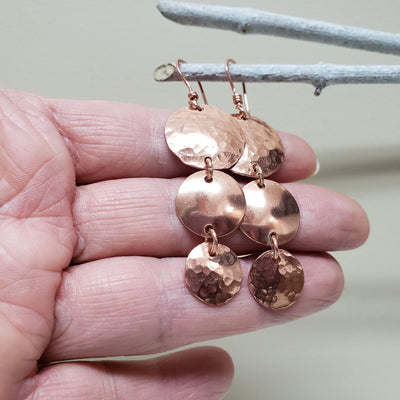 Hammered copper earrings - LB Designs
