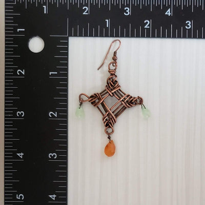 Copper Celtic weave dangle earrings - LB Designs