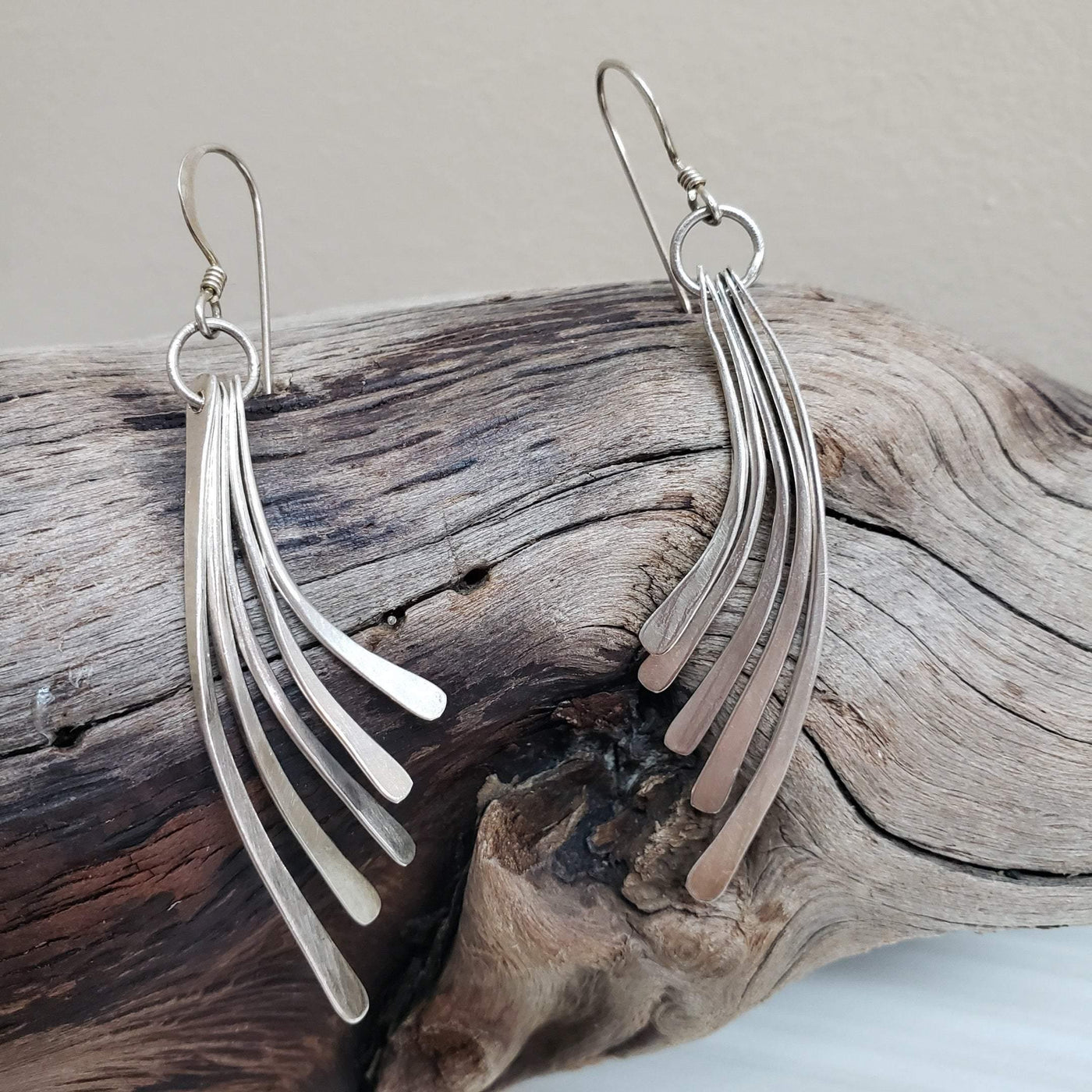 Handmade silver strand earrings - LB Designs