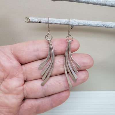 Handmade silver strand earrings - LB Designs