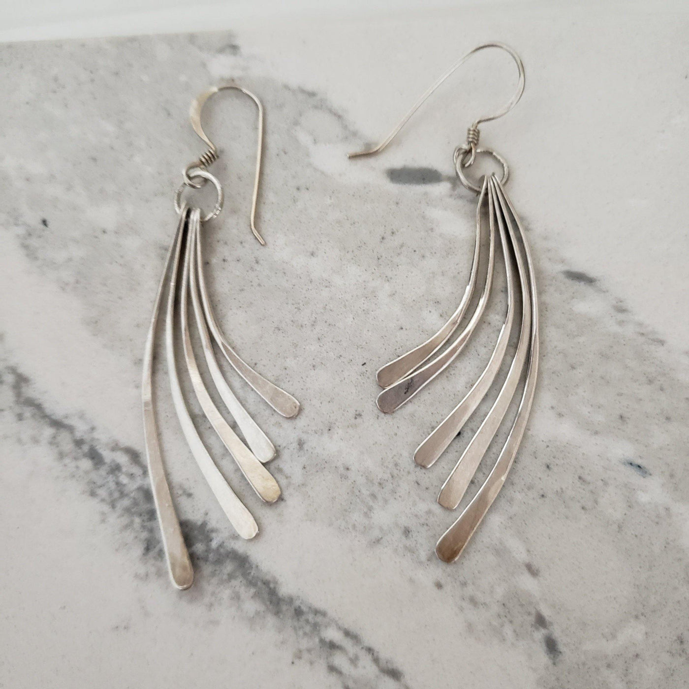 Handmade silver strand earrings - LB Designs