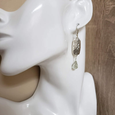 Green amethyst silver earrings - LB Designs