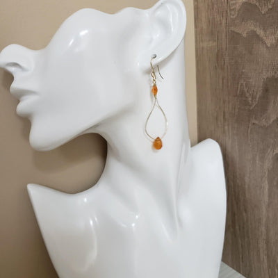 Carnelian gemstone gold twist earrings - LB Designs