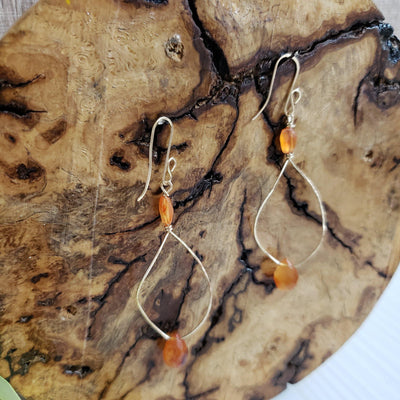 Carnelian gemstone gold twist earrings - LB Designs