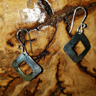 Sterling silver geometric hammered earrings - LB Designs