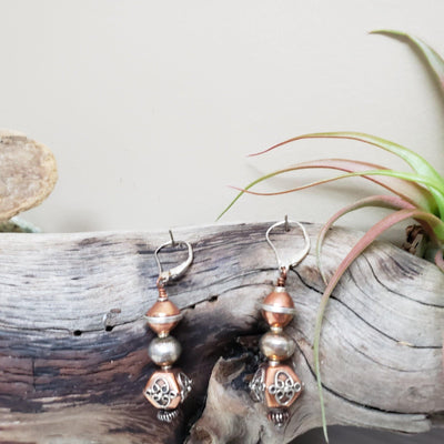 Eye catching copper bead earrings - LB Designs