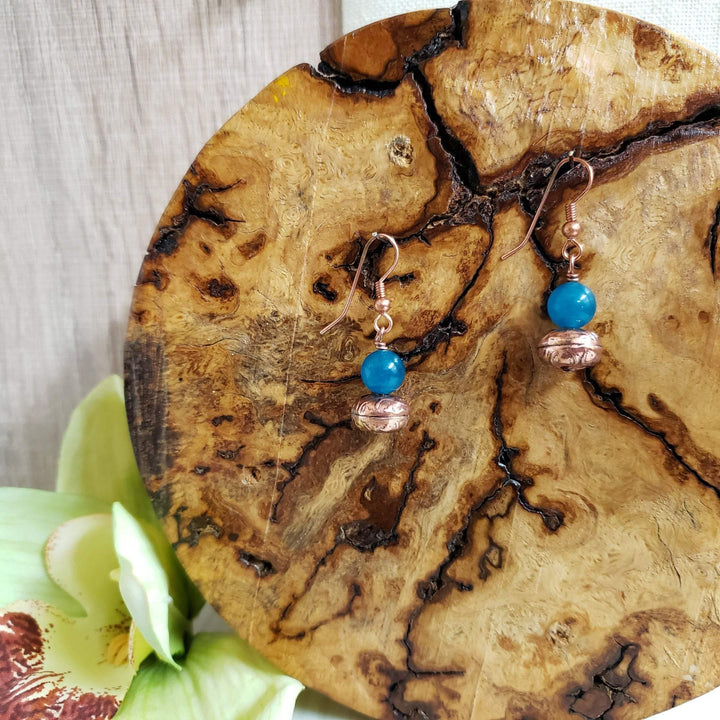 Copper + apatite drop earrings - LB Designs