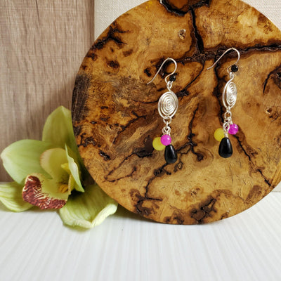 Sterling silver swirl and jade earrings - LB Designs