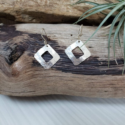 Sterling silver geometric hammered earrings - LB Designs