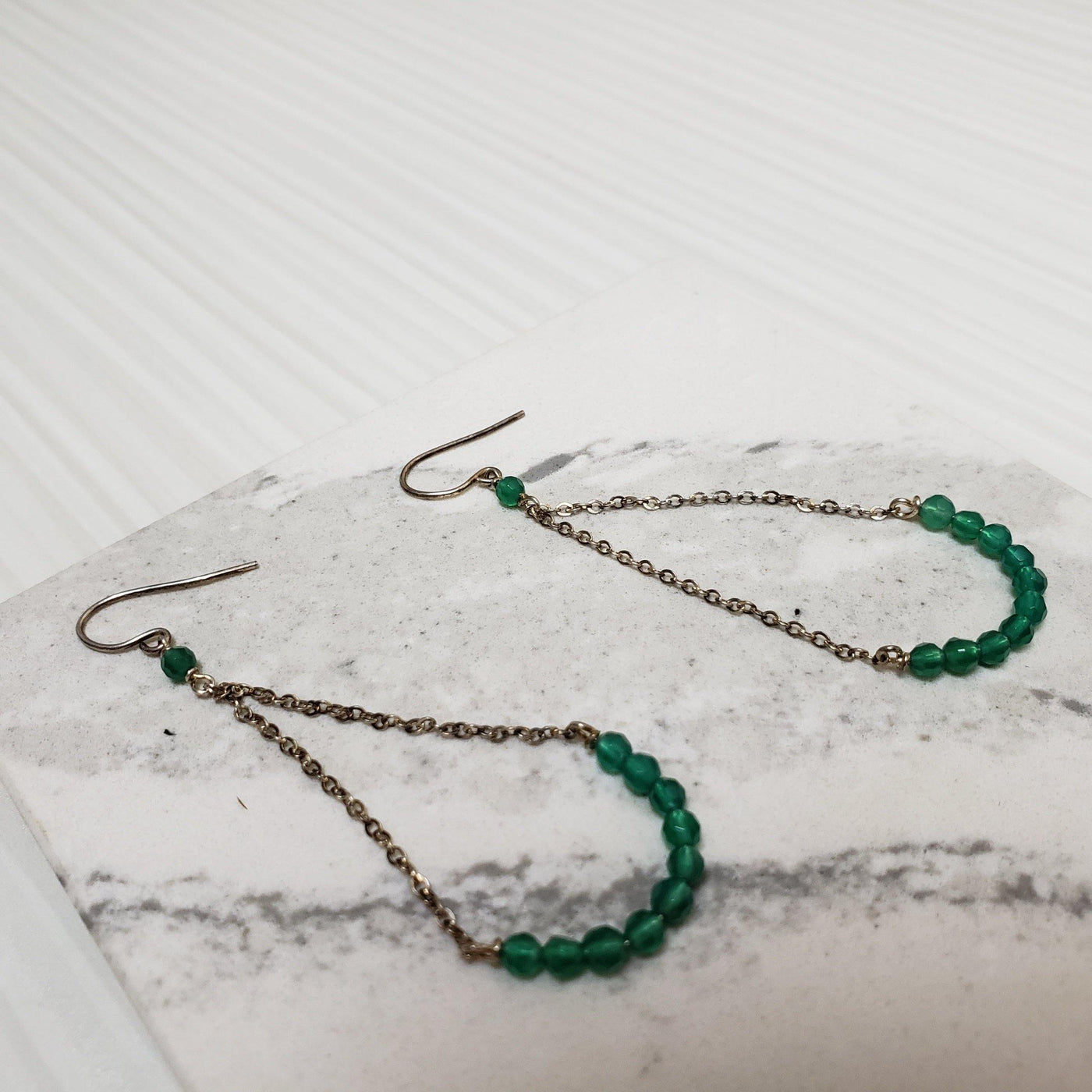 Glamorous green onyx chandelier earrings - LB Designs