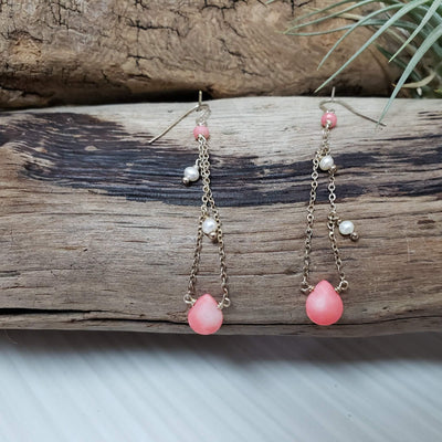 Stylish silver and pearl earrings - LB Designs