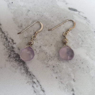 Dainty purple chalcedony earrings - LB Designs
