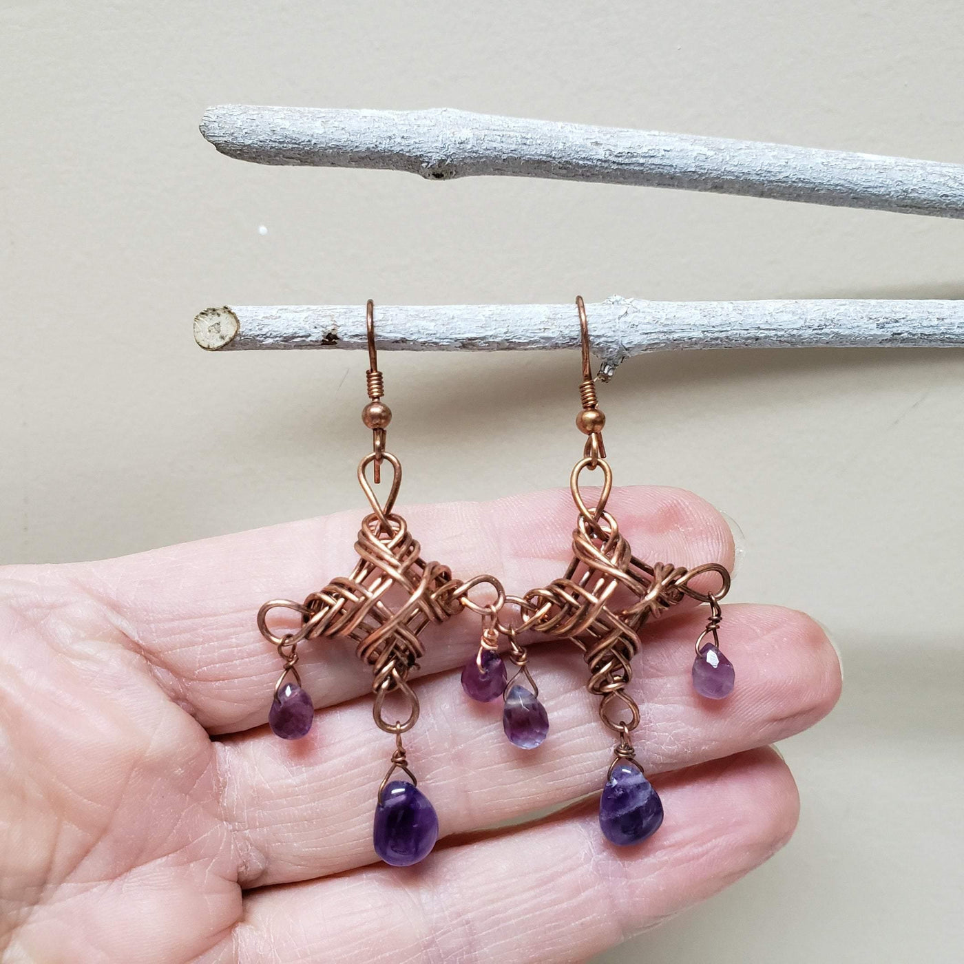 Copper celtic weave earrings - LB Designs
