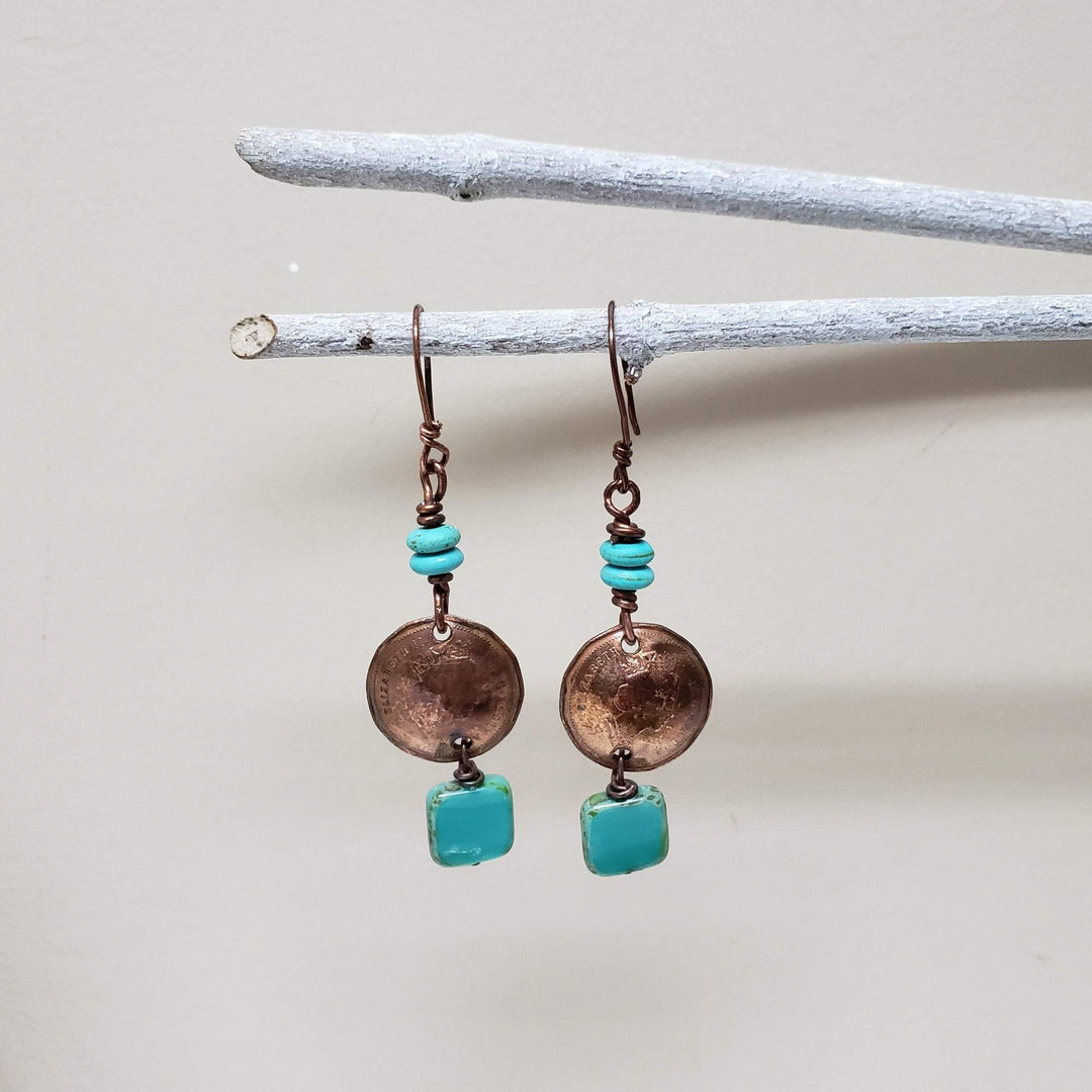 Copper coin earrings - LB Designs