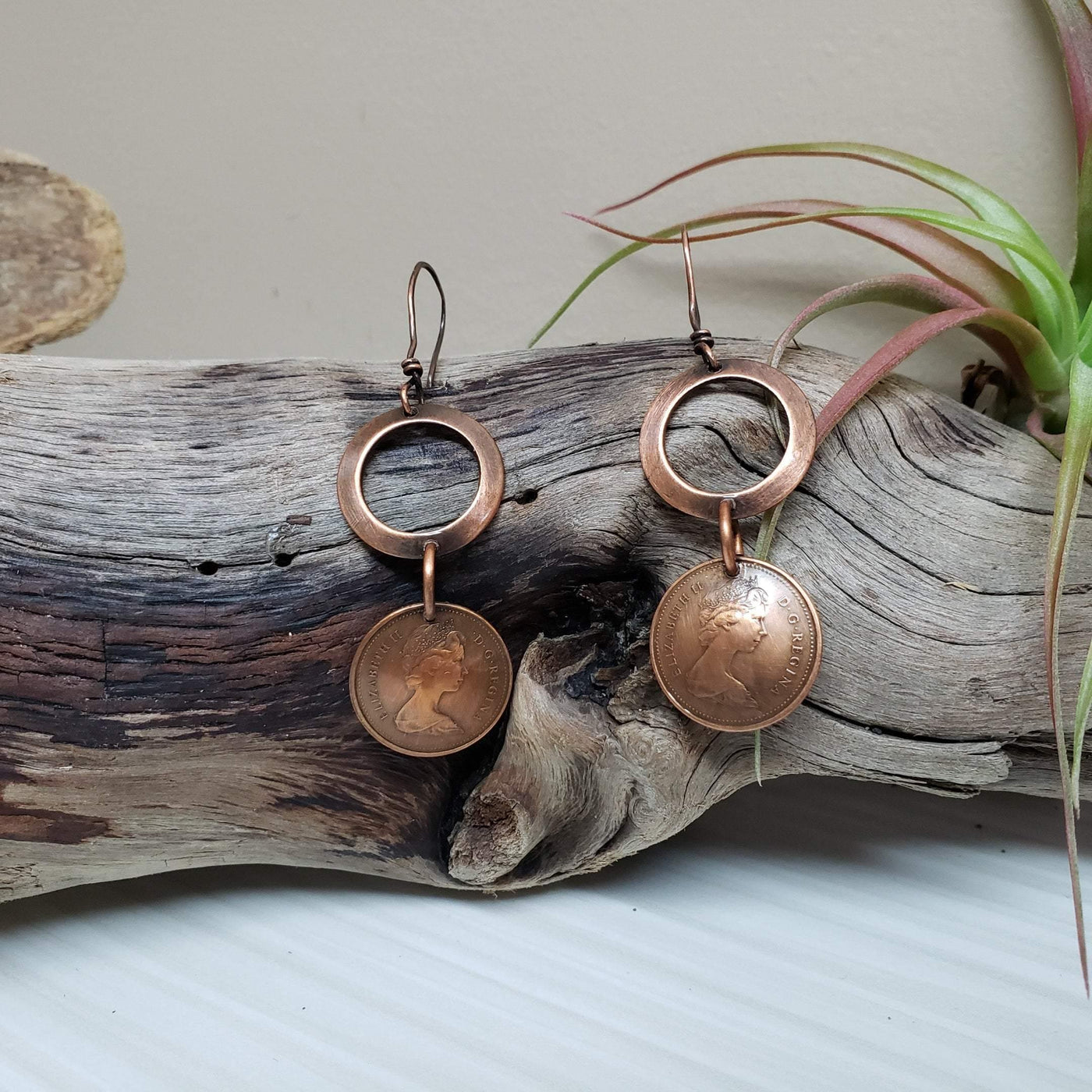 Beautiful copper coin earrings - LB Designs