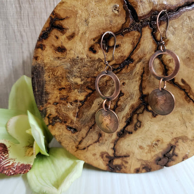 Beautiful copper coin earrings - LB Designs