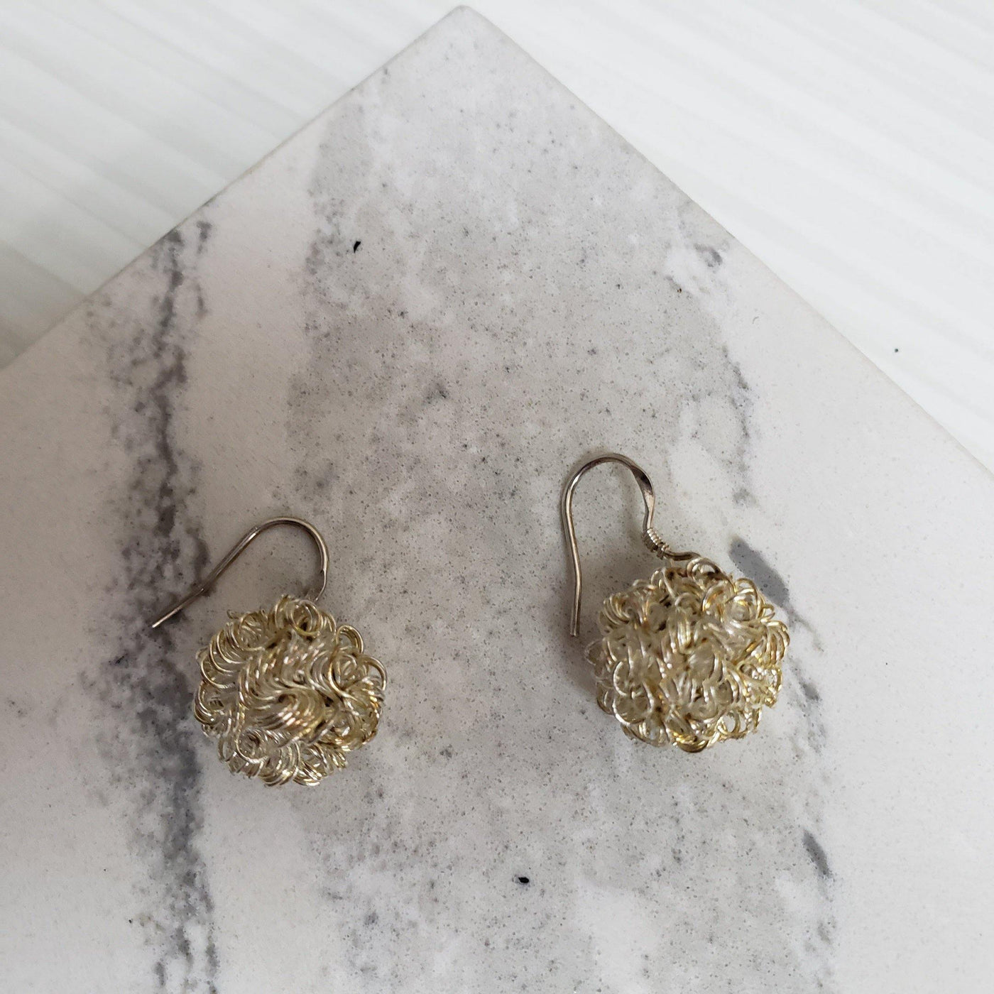 Squiggle silver ball earrings - LB Designs