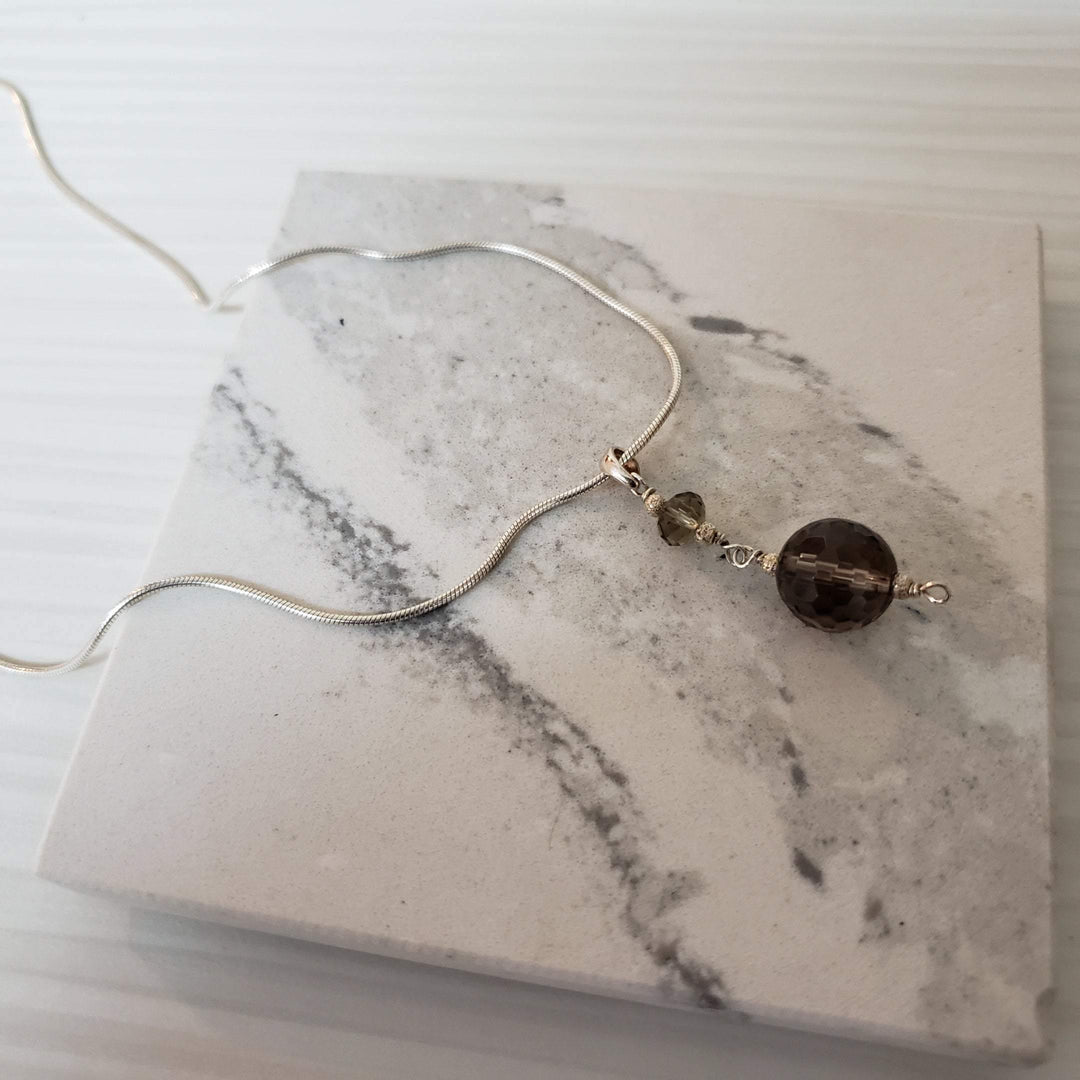 Smokey quartz ball necklace - LB Designs