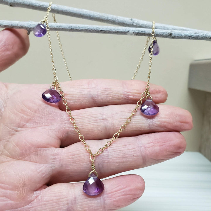 Gold amethyst drop necklace - LB Designs