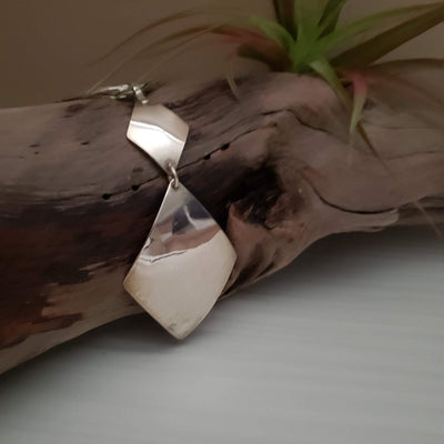 Sterling Silver Geometric Diamond Shape Pendant Necklace - LB Designs