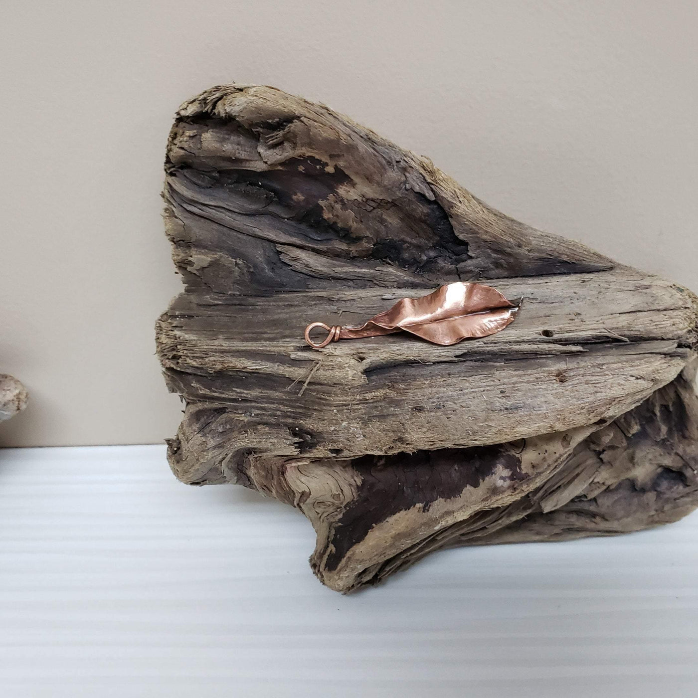 Copper leaf pendant - LB Designs