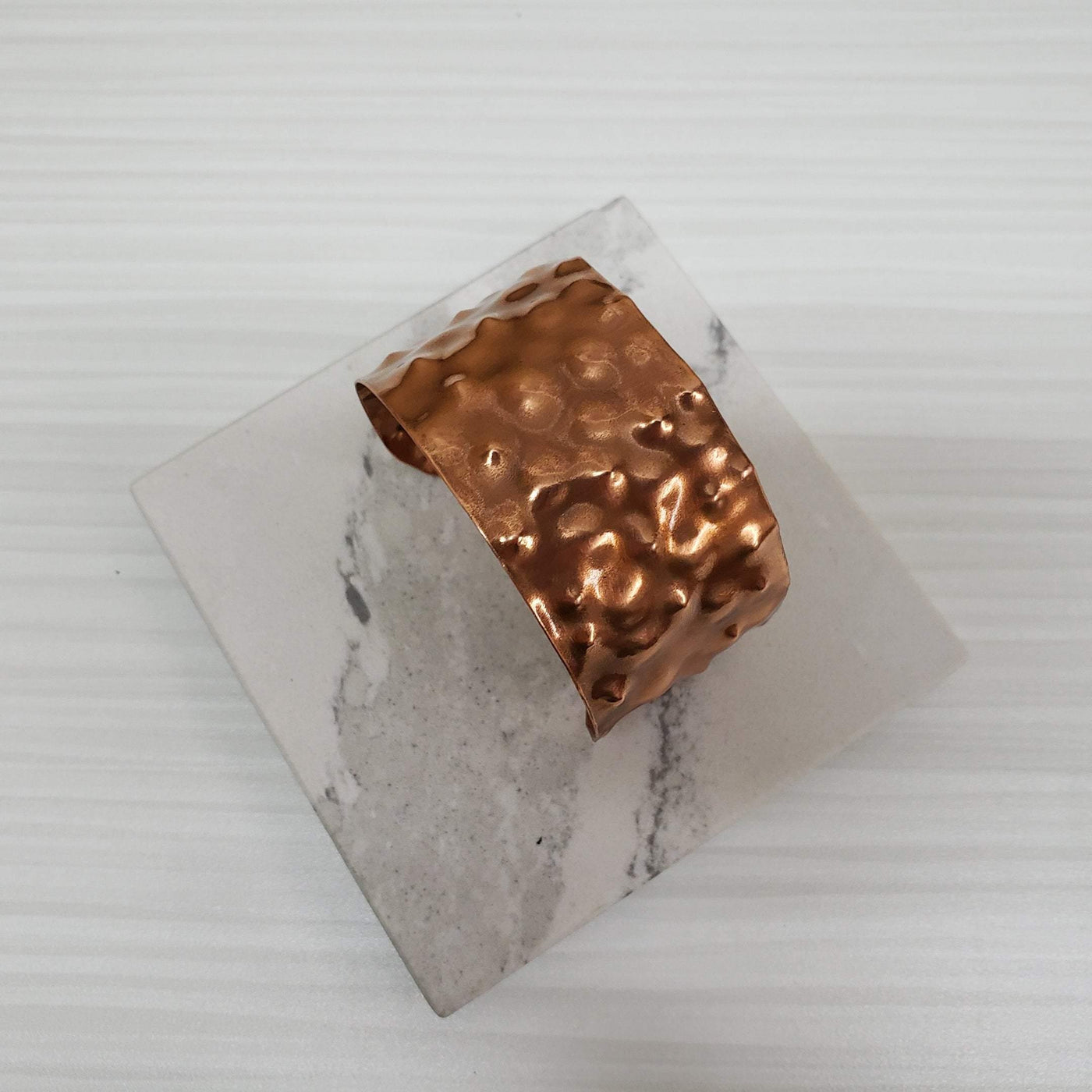 Wide recycled copper textured cuff bracelet - LB Designs