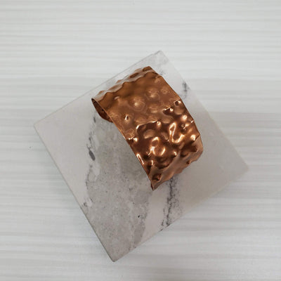 Wide recycled copper textured cuff bracelet - LB Designs