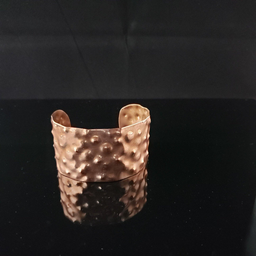 Wide recycled copper textured cuff bracelet - LB Designs