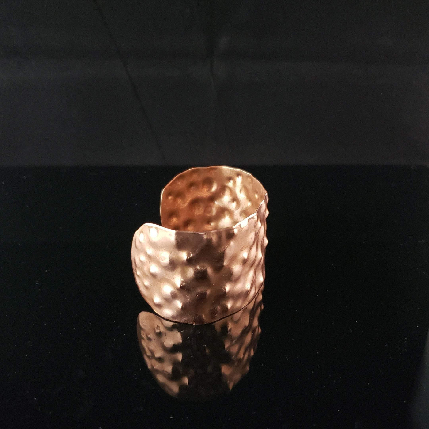 Wide Recycled copper textured cuff bracelet - LB Designs
