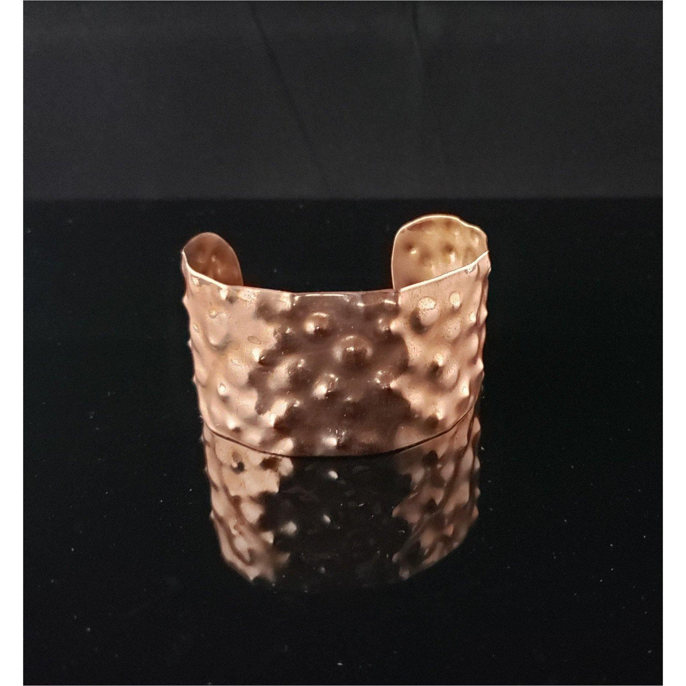 Wide Recycled copper textured cuff bracelet - LB Designs