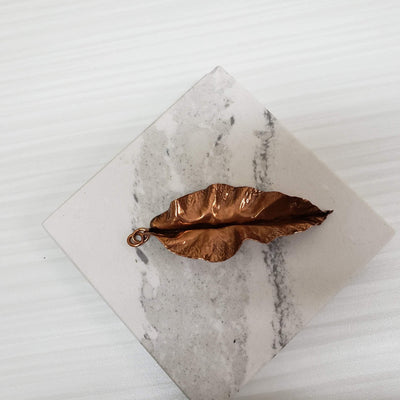 Large copper forged leaf pendant - LB Designs