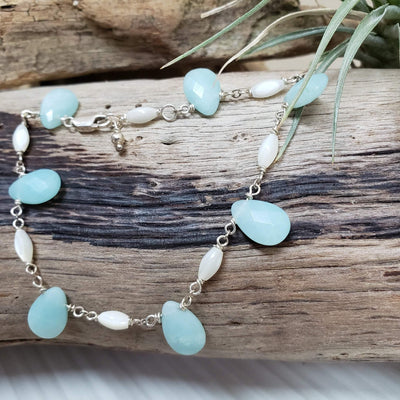 Blue chalcedony and silver bracelet - LB Designs