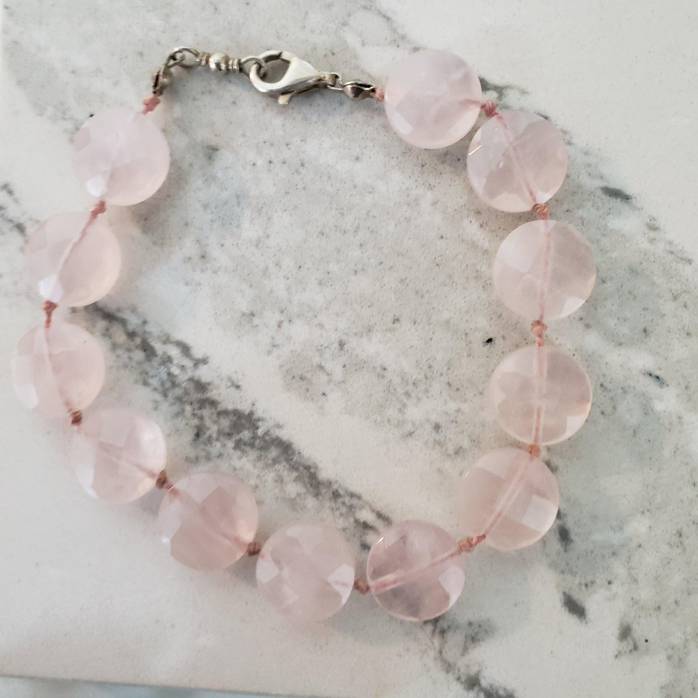 Rose quartz and sterling bracelet - LB Designs